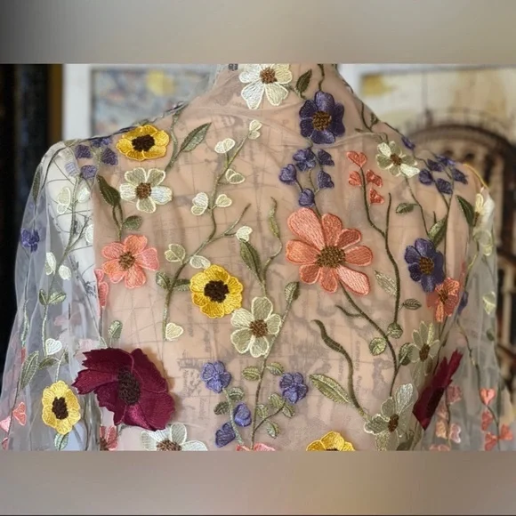 Embroidered Flowers Bell Skirt Mini Dress, Designed With Luxury in Mind… - Picture 15 of 17